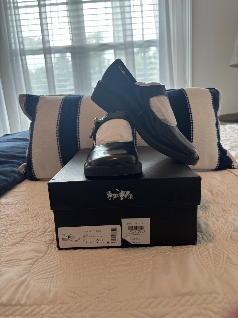 Coach Black Patent Leather Mary Jane Flats with Strap - Picture 3 of 5